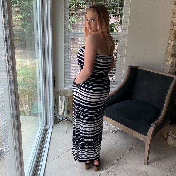 SOLD J. Crew Amie Striped Strapless Maxi Dress XS - Picture 6 of 7